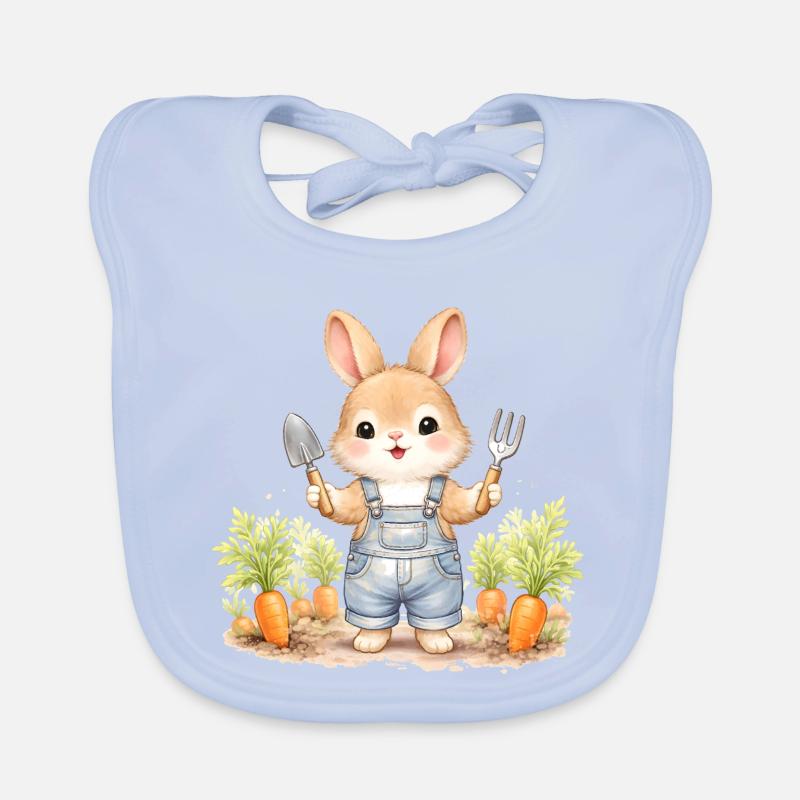 Süßer Hase im Karottenbeet  Baby Bio-Lätzchen