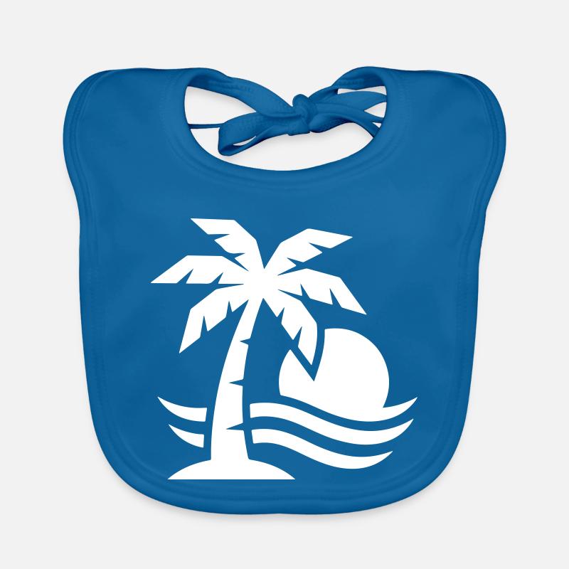 Palme Strand Sonne - Baby Bio-Lätzchen - Pfauenblau
