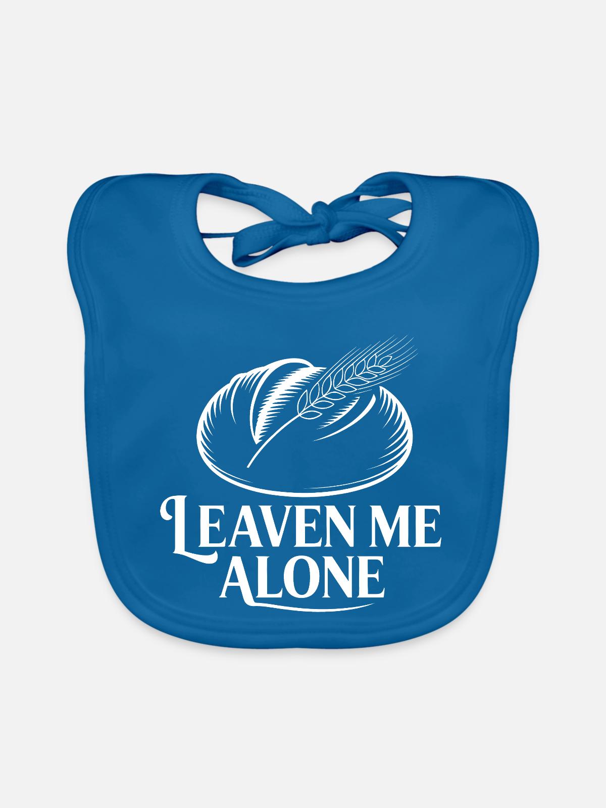 LeaveMeAlone Text mit Weizen - Baby Bio-Lätzchen - Pfauenblau - Vorne