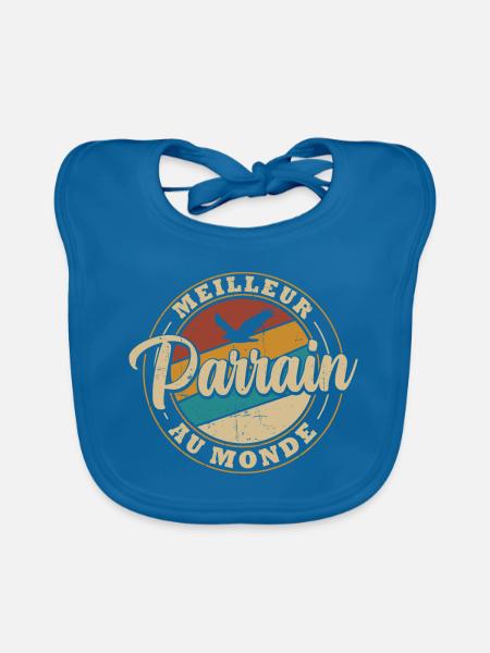 Meilleur parrain au monde - Bavoir bio Bébé - bleu paon - Devant