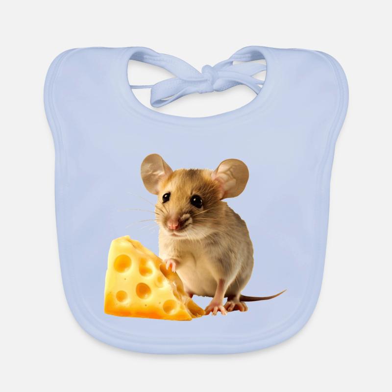 Souris avec un morceau de fromage Bavoir bio Bébé