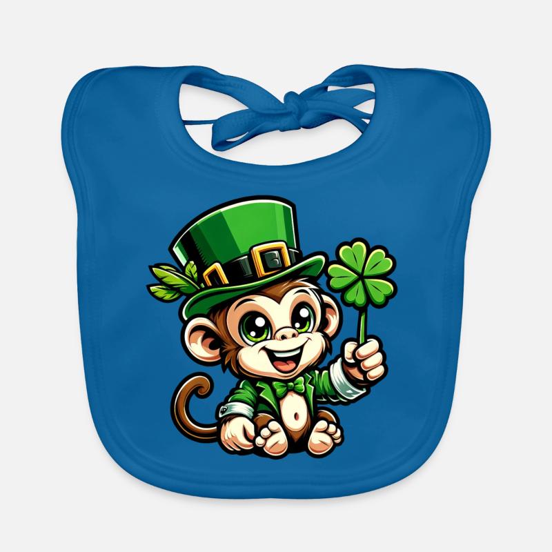 Fête de la Saint-Patrick singe chimpanzé Shamrock Design Bavoir bio Bébé