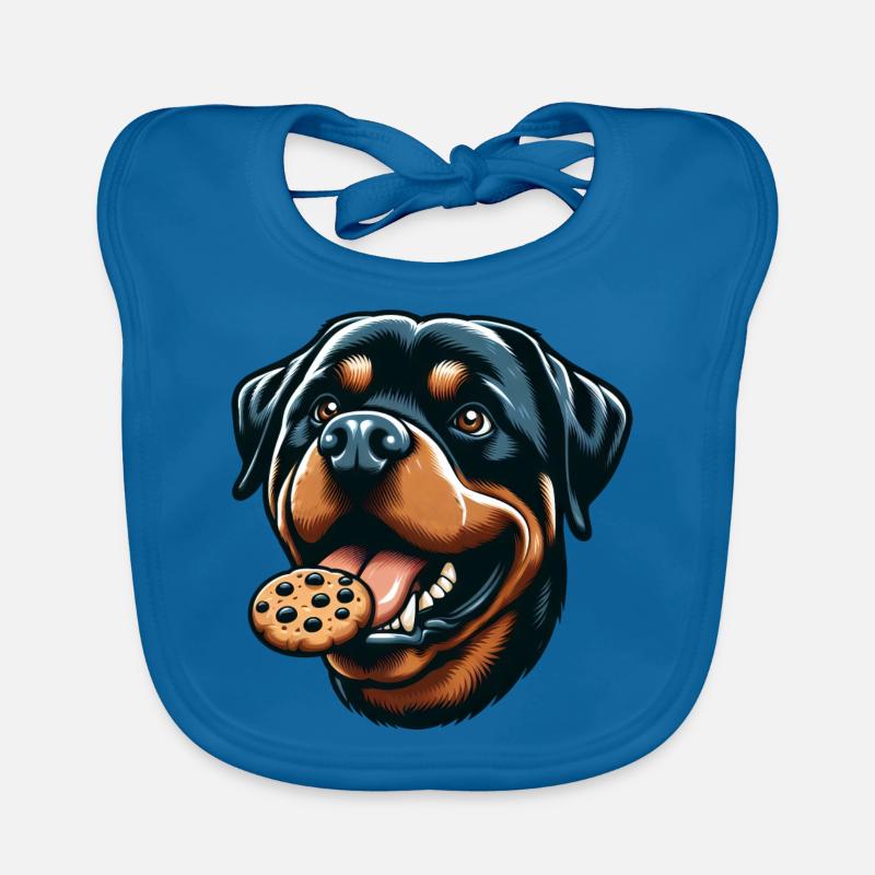 Rottweiler avec hamburger et biscuit Bavoir bio Bébé