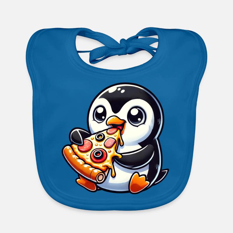 Drôle de pingouin pizza olives fromage restauration rapide Bavoir bio Bébé
