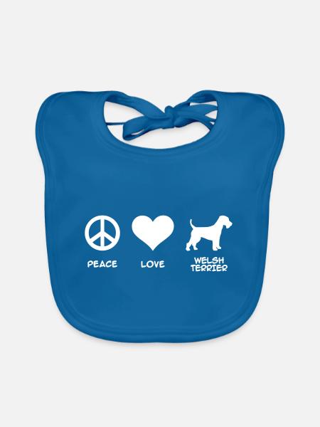 Welsh Terrier - Organic Baby Bibs - peacock-blue - Front