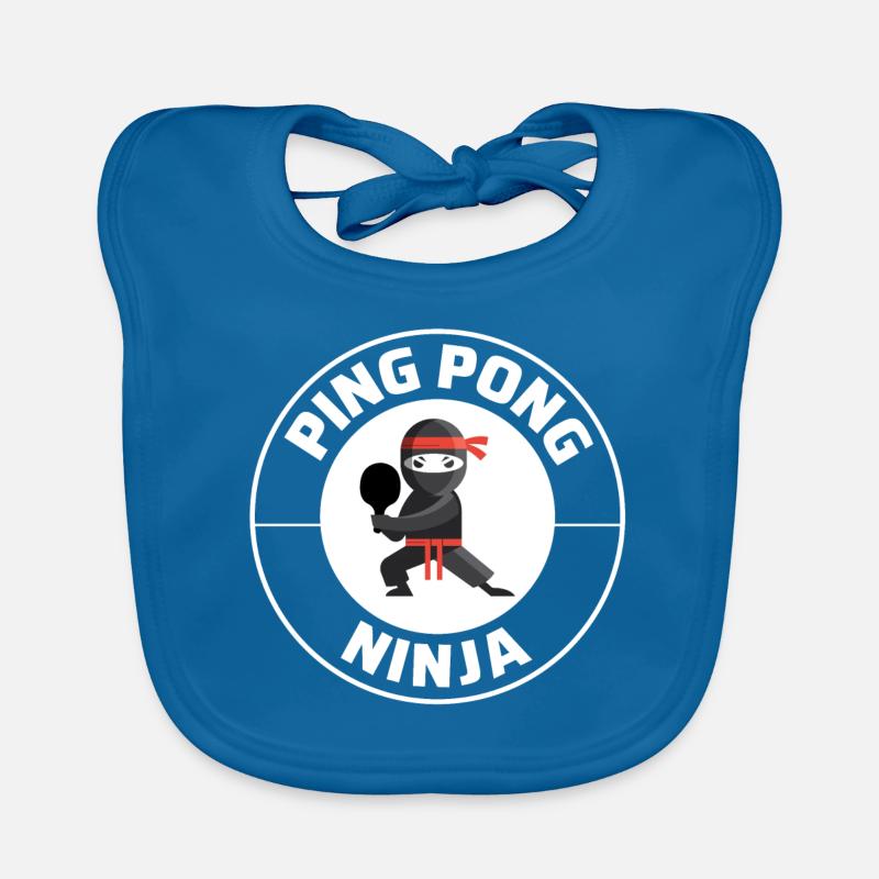 Ping Pong Master Tennis de Table Ninja Warrior Drôle - Bavoir bio Bébé - bleu paon