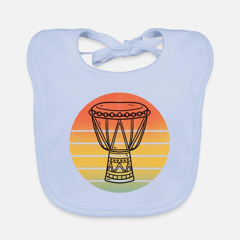 Djembe Player Drummer Music Drum Vintage Retro Organic Baby Bibs