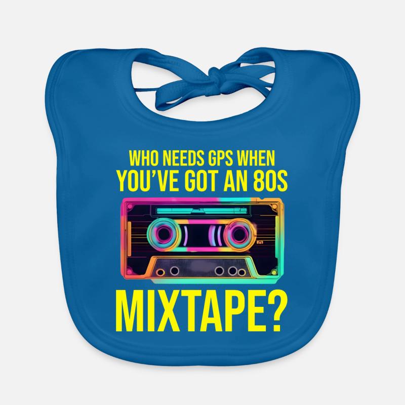 Neon '80s Cassette Tape: Nostalgic Retro Vibes Organic Baby Bibs