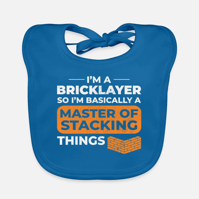 Master of Stacking Humorous Bricklayer Brick Mason Organic Baby Bibs