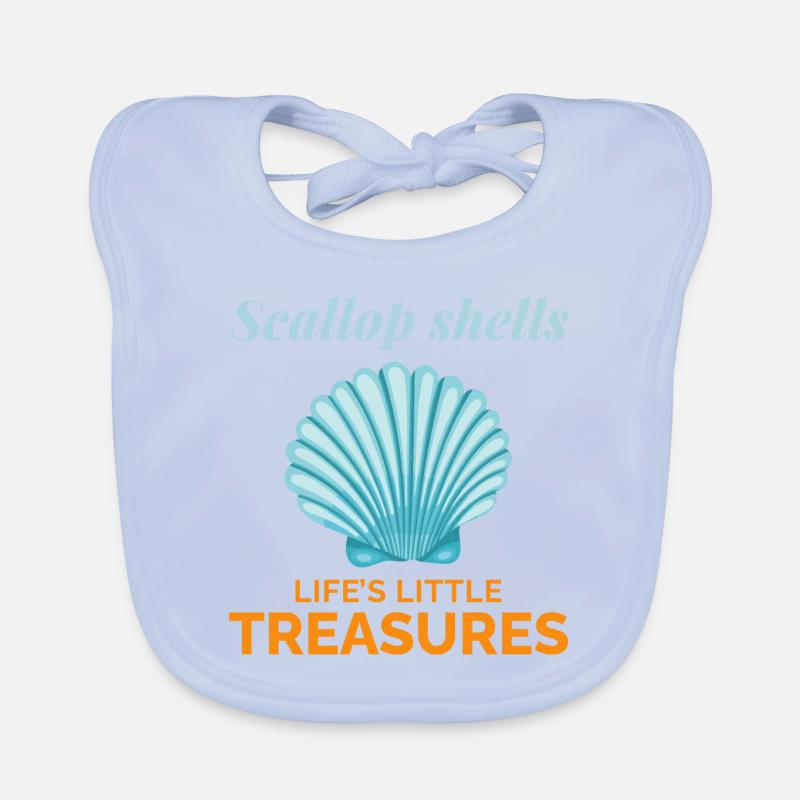 Scallop Seashells Collector Beachcomber Shellfish Organic Baby Bibs