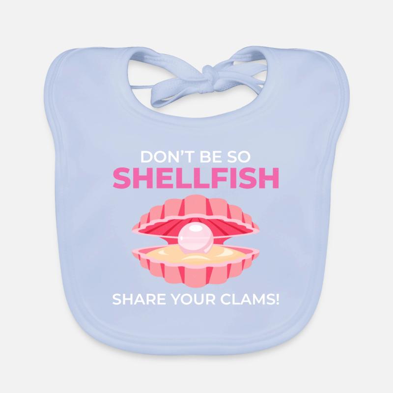Clam Shell Seashells Collector Beachcomber Organic Baby Bibs