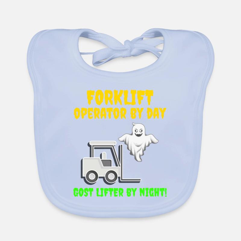 Halloween Ghost Forklift Operator Heavy Equipment Organic Baby Bibs