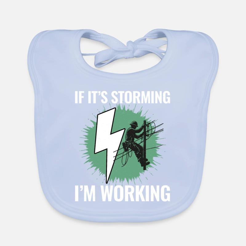 Lineman Storm Work Brave Dedicated Hero Organic Baby Bibs