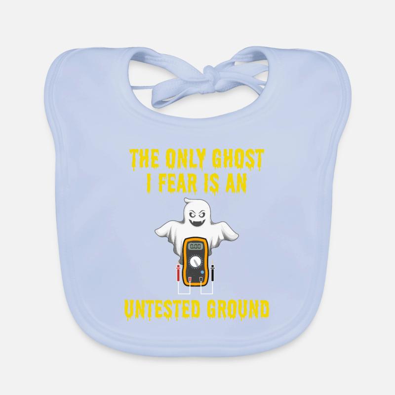 Electrician Halloween Ghost Untested Ground Safety Organic Baby Bibs