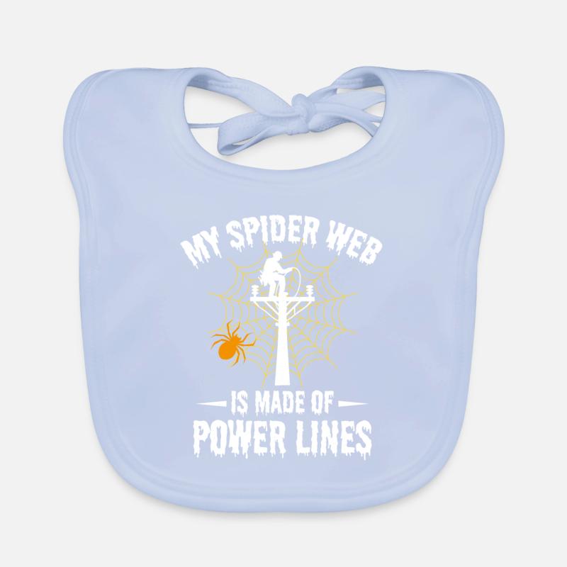 Lineman Halloween Spider Web Power Lines Spooky Organic Baby Bibs