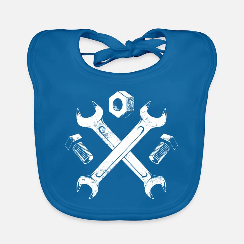 Mechanic Tool Badge Organic Baby Bibs