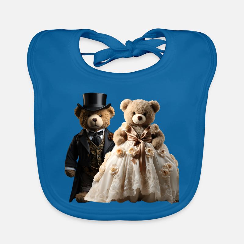 Two happy newlywed bears Organic Baby Bibs