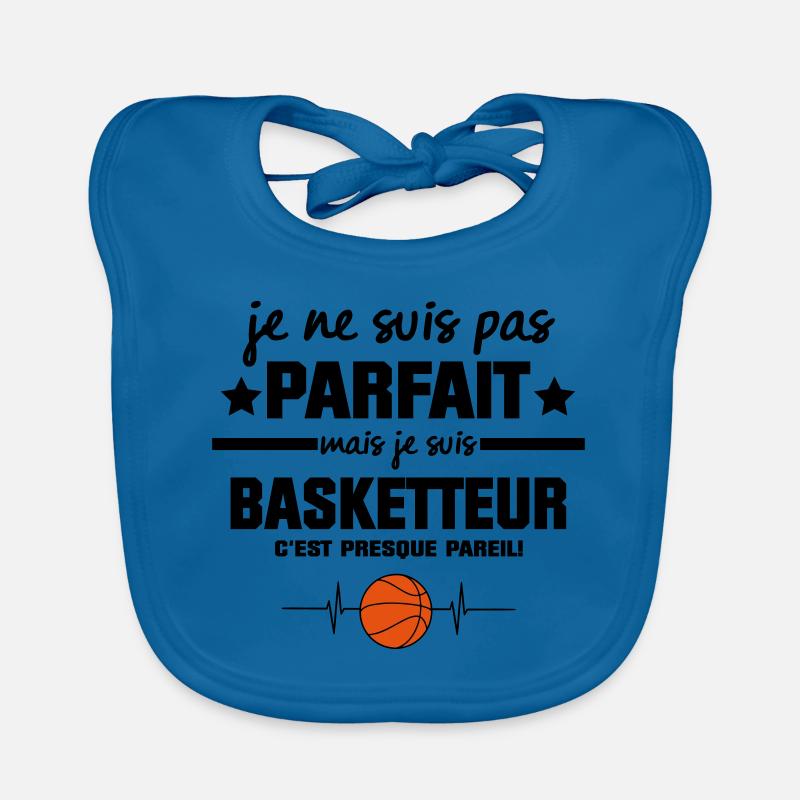 je suis BASKETTEUR - Bavoir bio Bébé - bleu paon