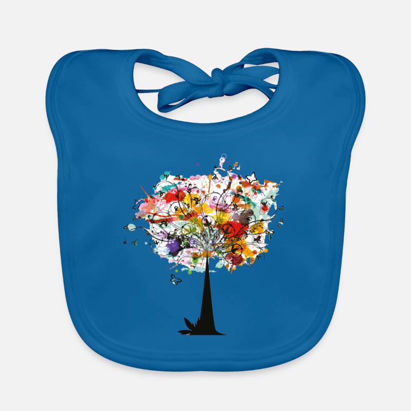 Arbre de couleur - Bavoir bio Bébé - bleu paon