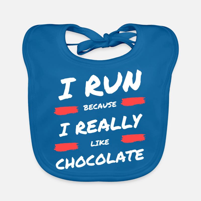 Je cours parce que j’aime beaucoup le chocolat - Bavoir bio Bébé - bleu paon