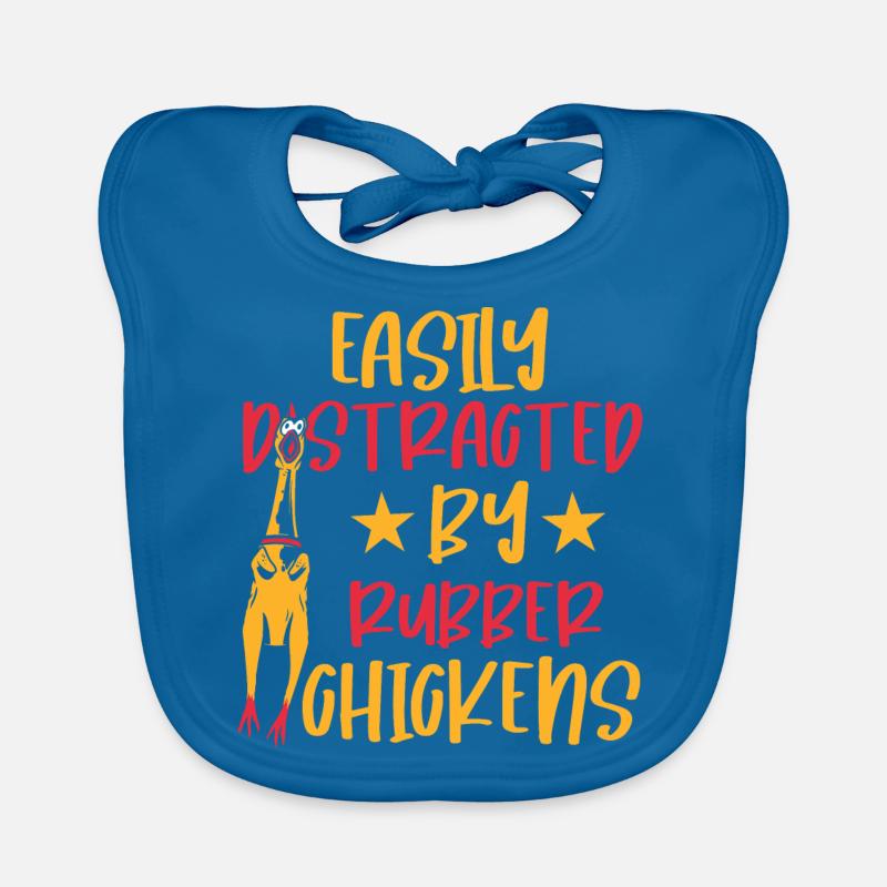 Easily Distracted By Rubber Chickens Organic Baby Bibs