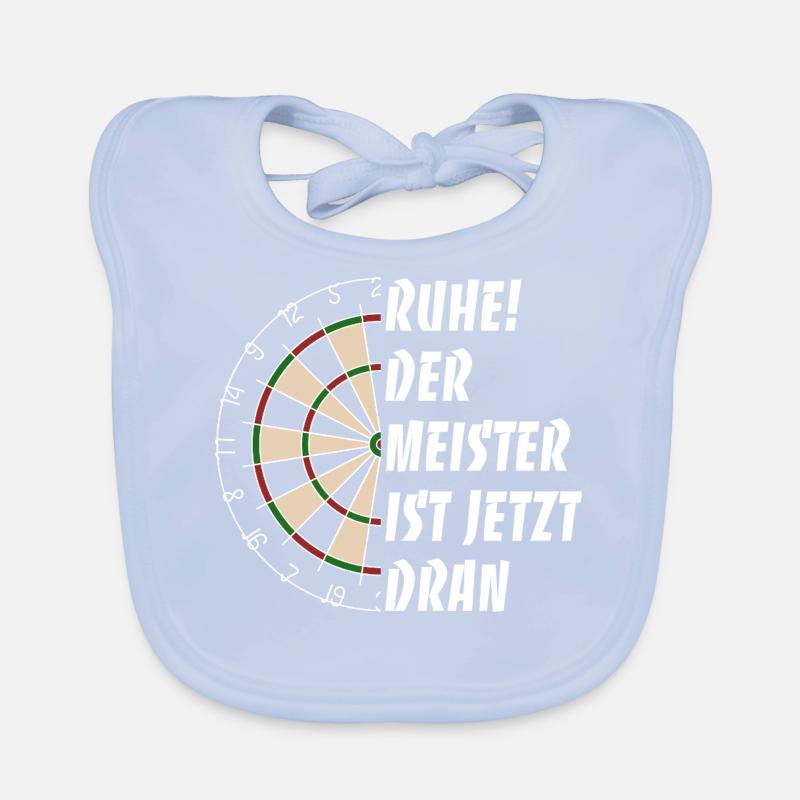 Ruhe! Der Meister ist jetzt dran - Dart Spruch Baby Bio-Lätzchen