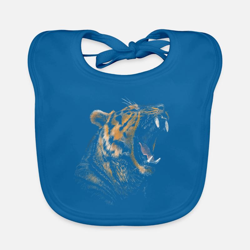 Tiger - Baby Bio-Lätzchen - Pfauenblau