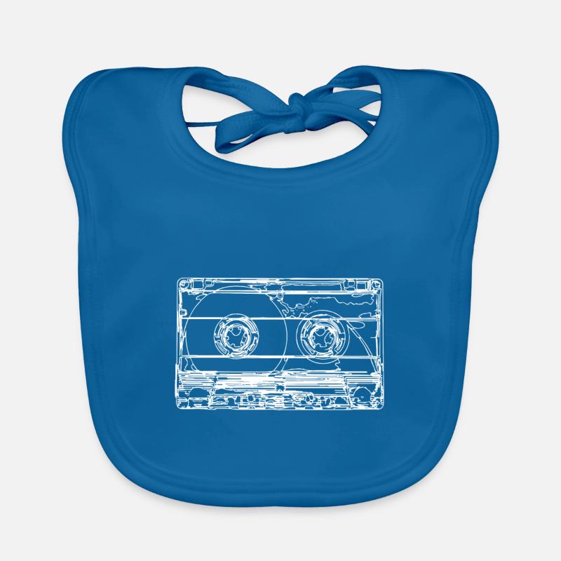 Cassette rétro - Bavoir bio Bébé - bleu paon
