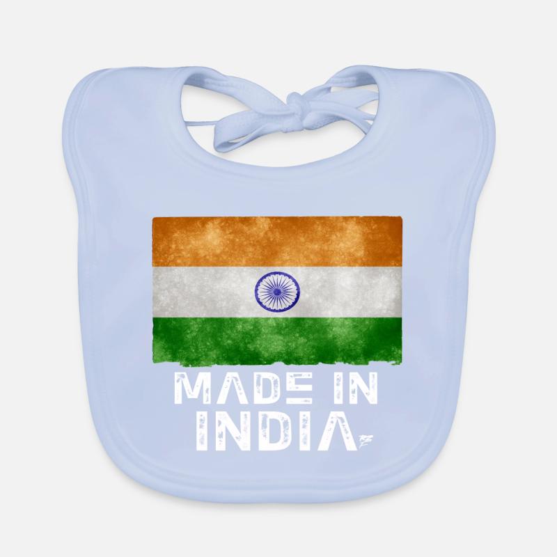 Made in India Flag Stencil Tee Organic Baby Bibs