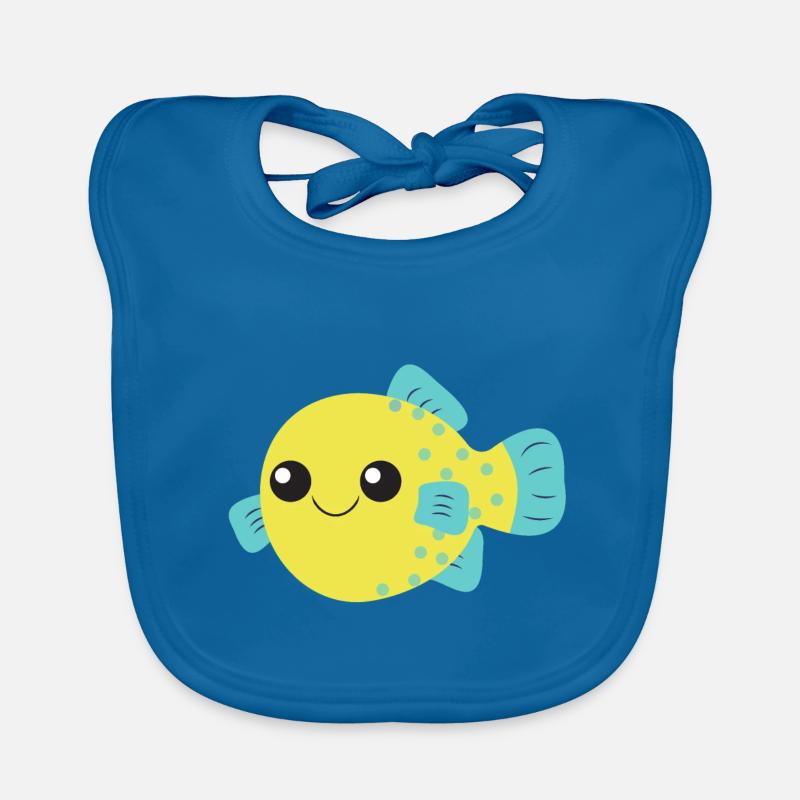Poisson-globe, poisson mignon, océan, Bavoir bio Bébé