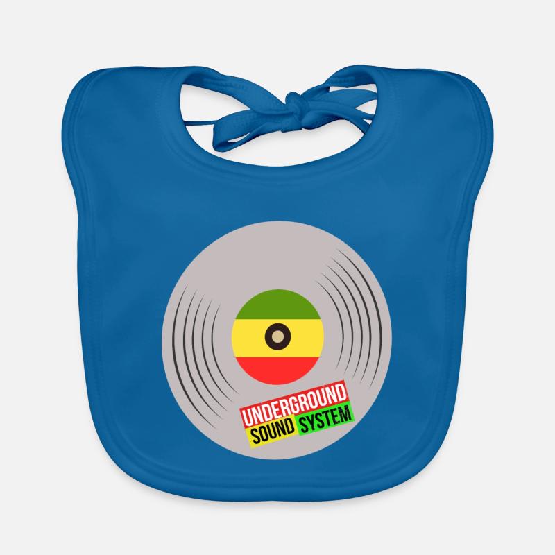 Système sonore vinyle souterrain - Bavoir bio Bébé - bleu paon