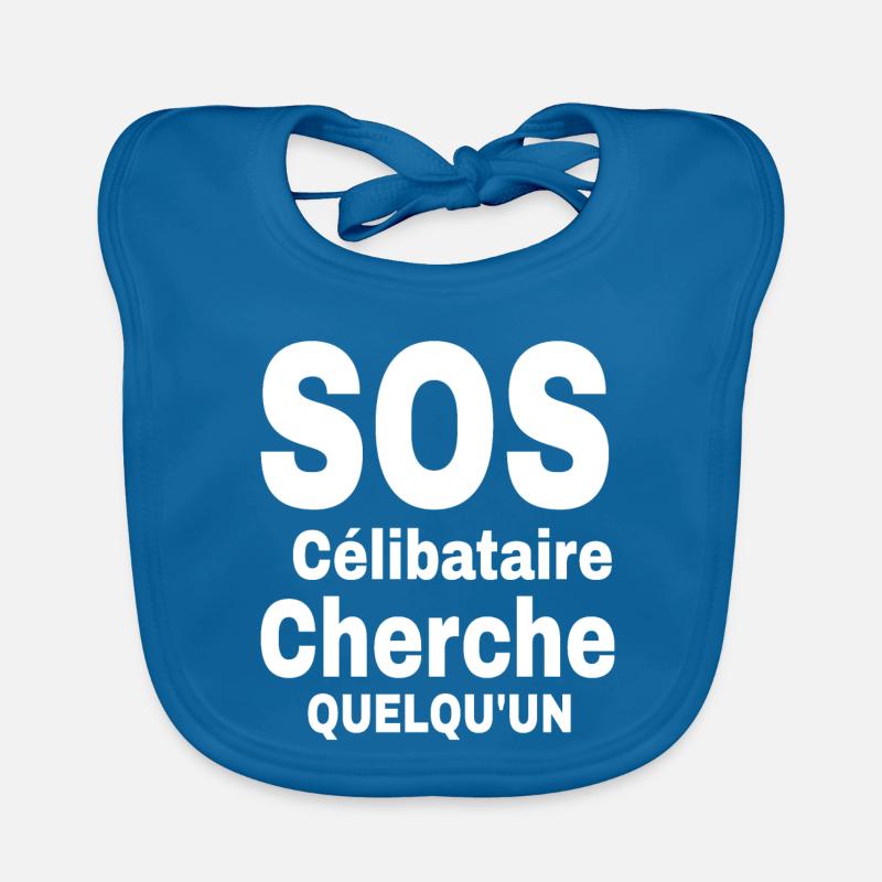 Design de déclaration de célibat 2023 - Bavoir bio Bébé - bleu paon