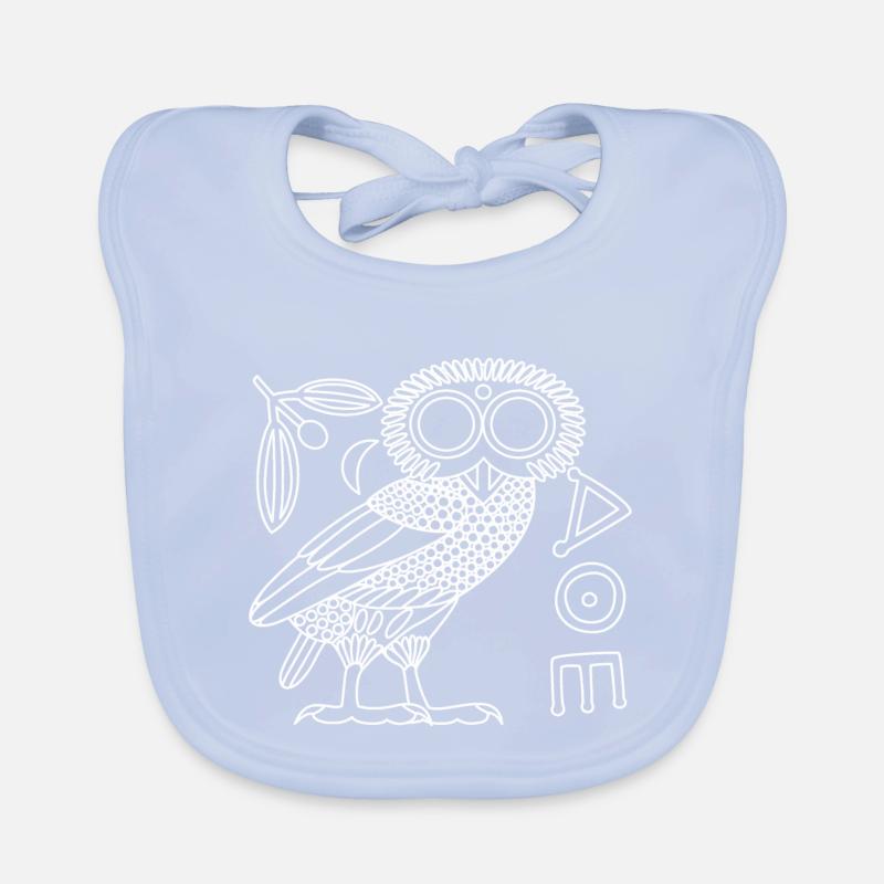 Chouette d'Athéna [Contour blanc + tout] Bavoir bio Bébé