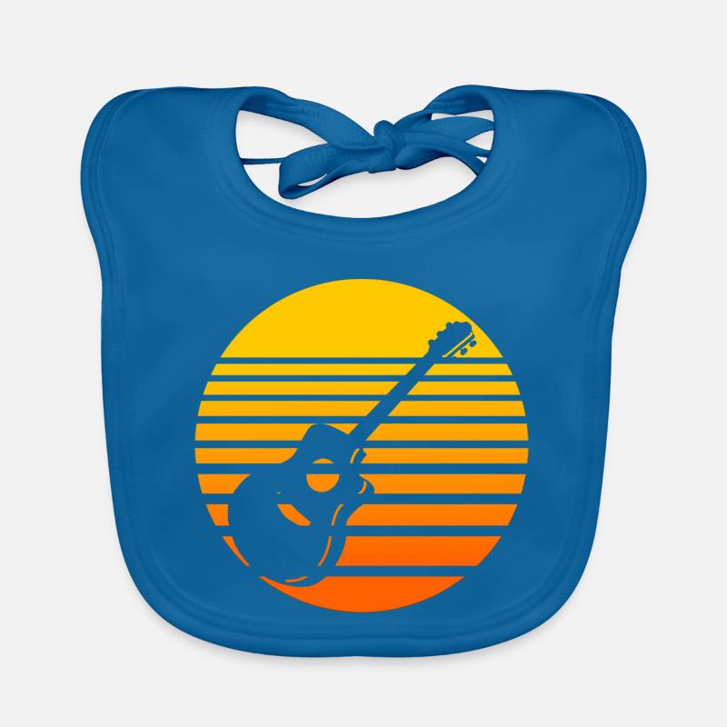 Coucher de soleil rétro avec design de guitare Bavoir bio Bébé