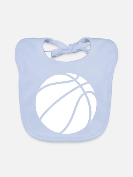 Logo de basket-ball blanc - Bavoir bio Bébé - bleu ciel - Devant