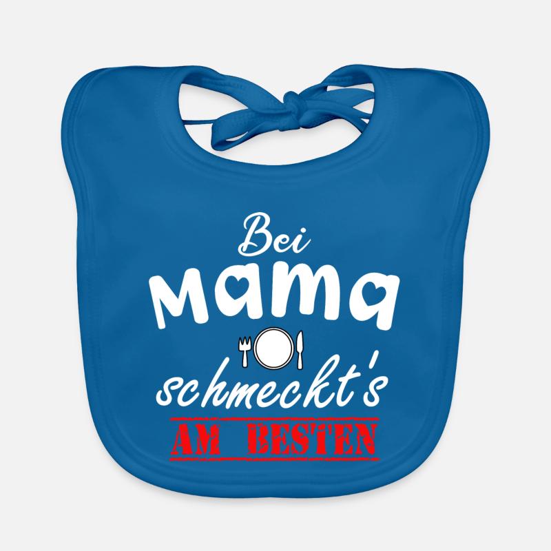 C'est meilleur avec maman | Pour le meilleur - Bavoir bio Bébé - bleu paon