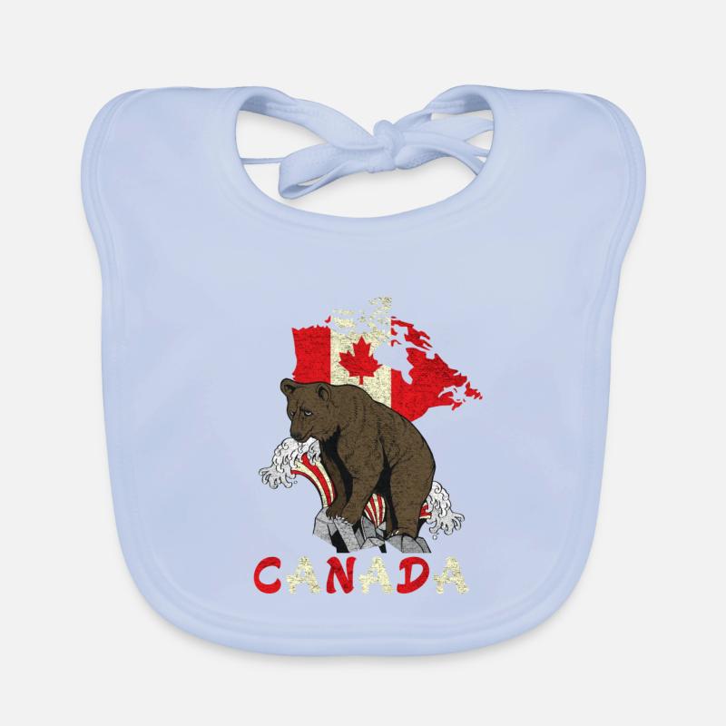 Conception d'ours du Canada avec carte et drapeau Bavoir bio Bébé