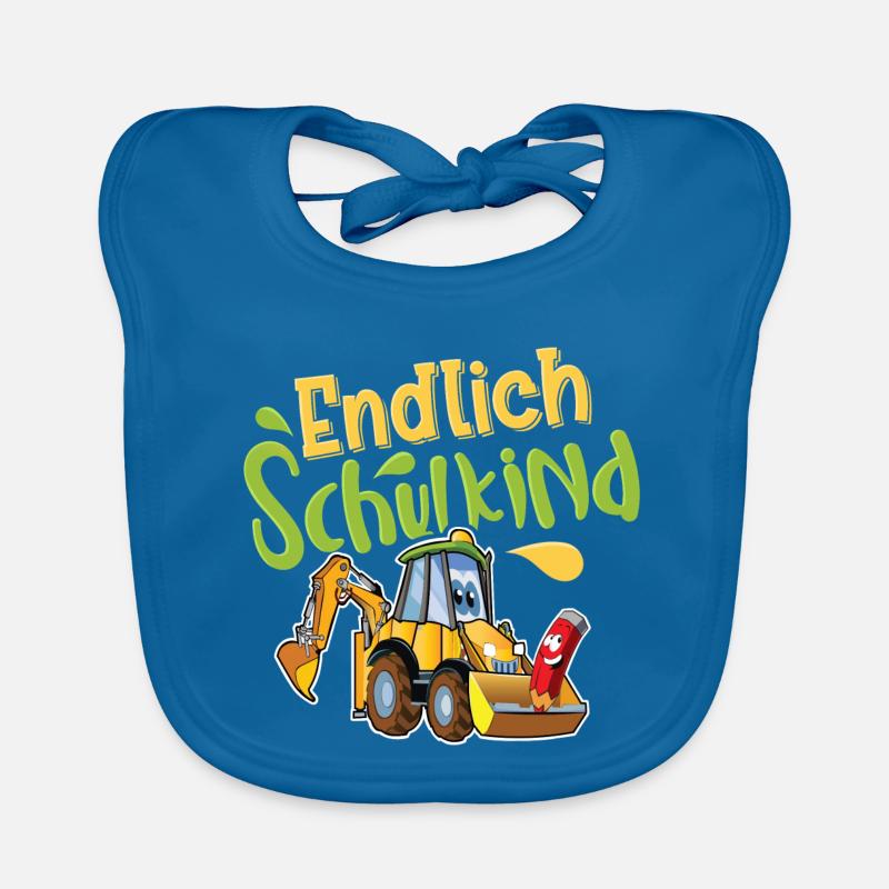 Endlich Schulkind Bagger Baby Bio-Lätzchen