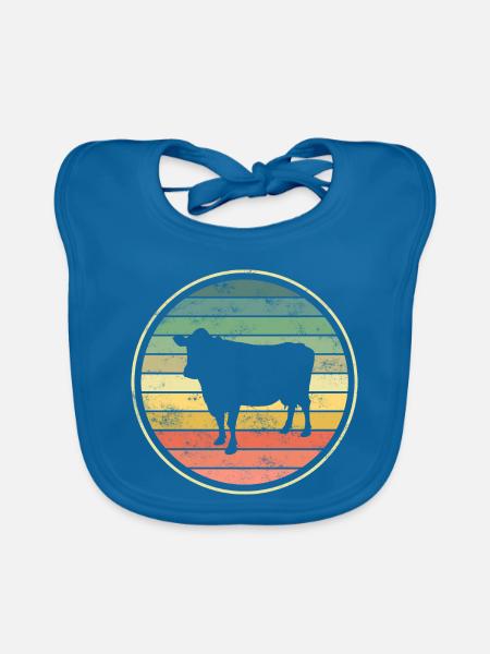 Vache Vaches - Bavoir bio Bébé - bleu paon - Devant