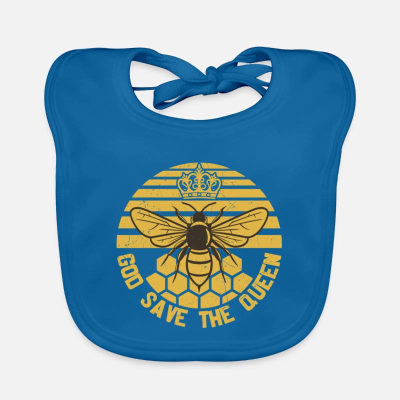 God Save The Queen Beekeeper Honey Bee - Bavoir bio Bébé - bleu paon