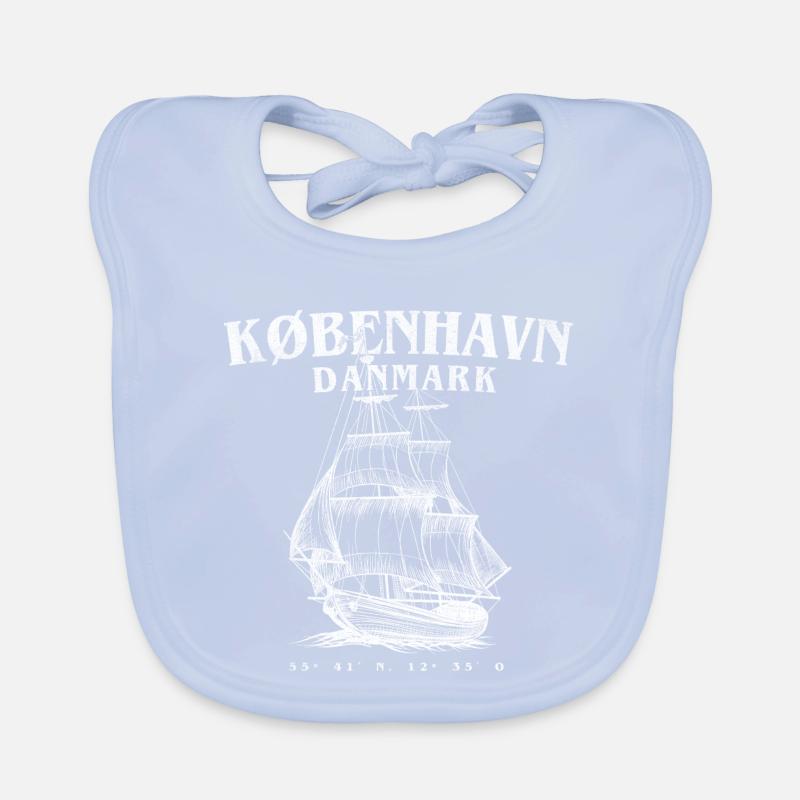 København Sailing Ship Silhouette Organic Baby Bibs