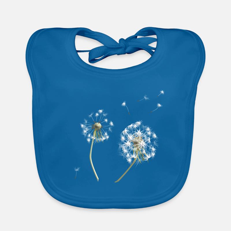 Weiße Löwenzahn-Silhouette - Baby Bio-Lätzchen - Pfauenblau