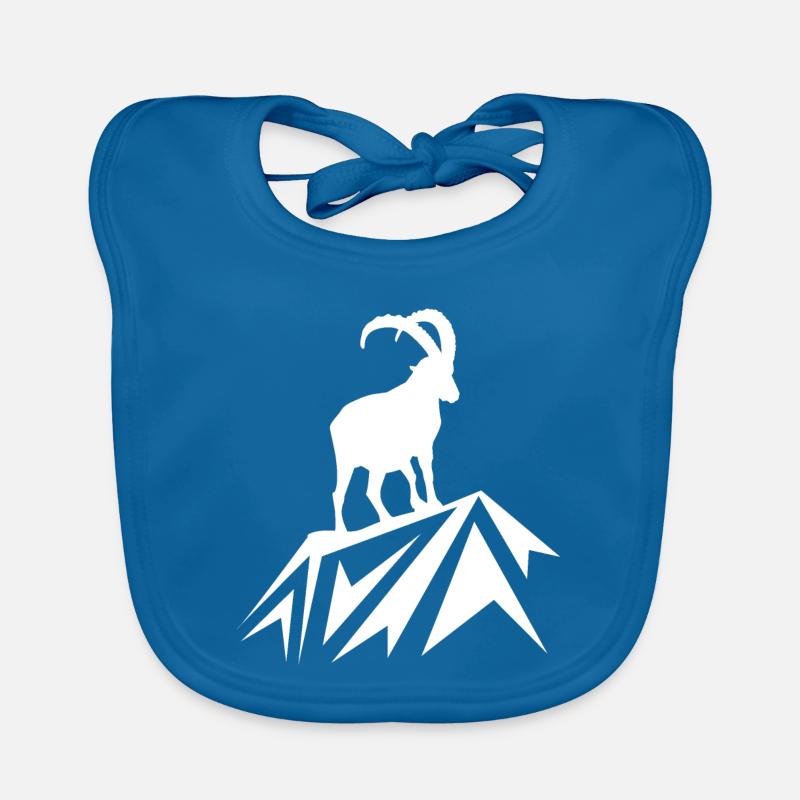 Montagnes de randonnée du Capricorne - Bavoir bio Bébé - bleu paon