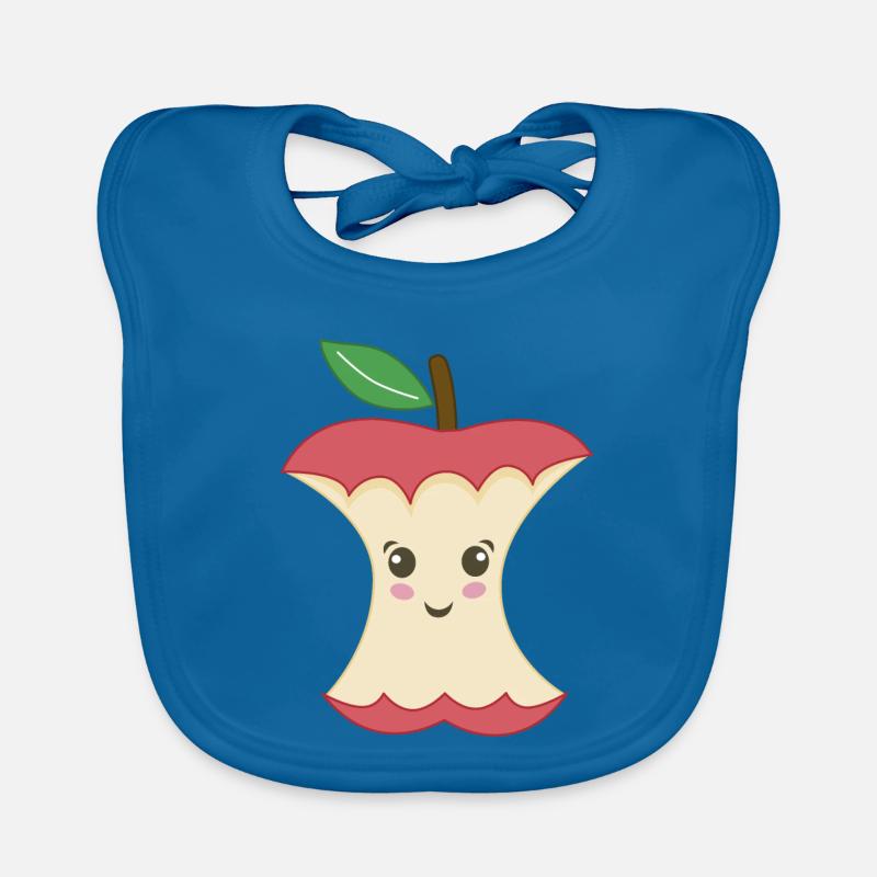 Trognon de Pomme Kawaii - Bavoir bio Bébé - bleu paon