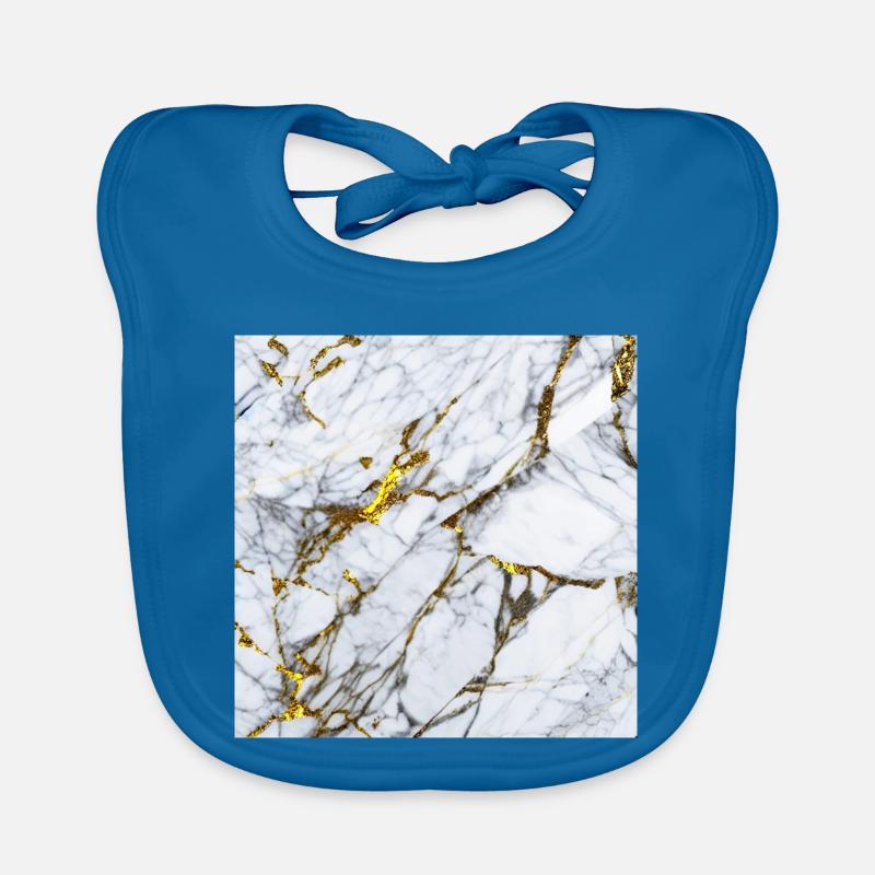 Marble White Gold Texture Organic Baby Bibs