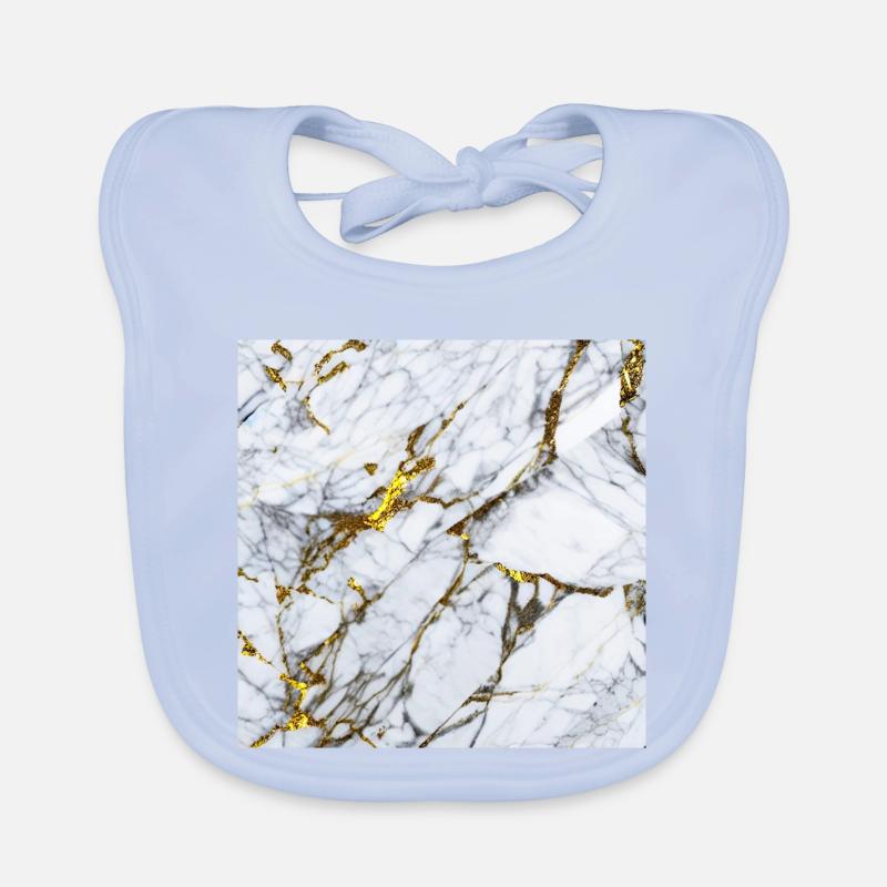Marble White Gold Texture Organic Baby Bibs