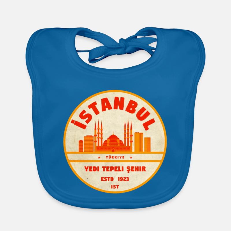Istanbul Skyline Retro-Abzeichen Baby Bio-Lätzchen