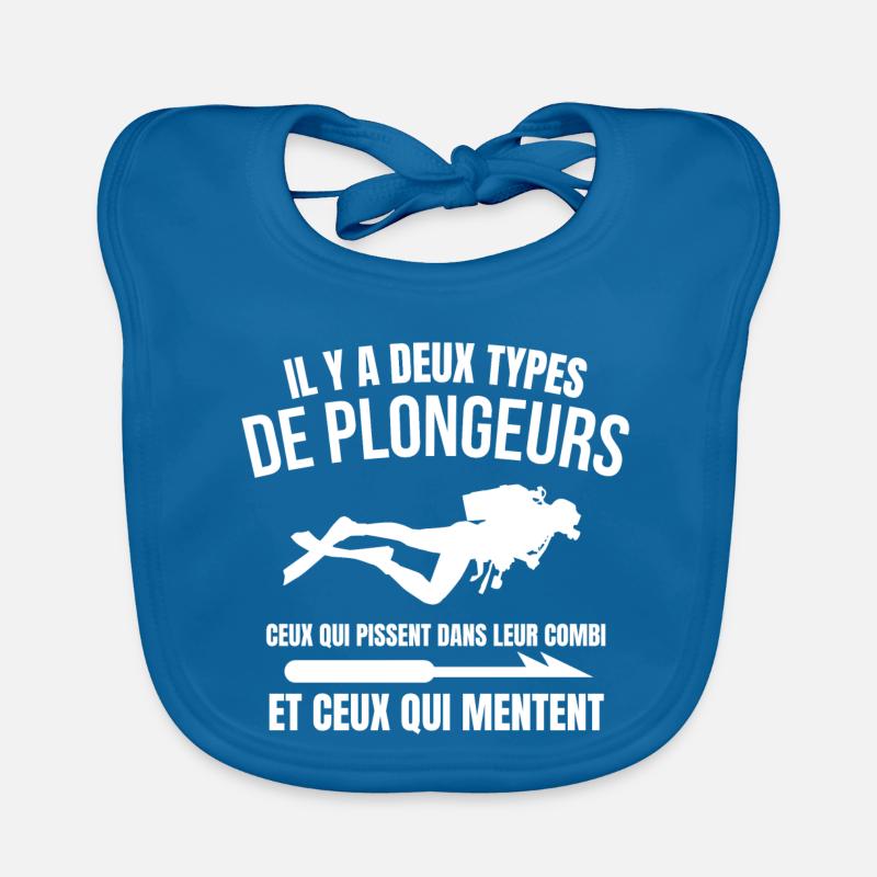 plongée sous-marine, masque de plongée - Bavoir bio Bébé - bleu paon