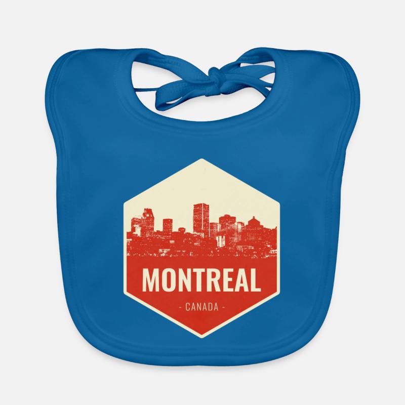 Écusson rétro Montréal Skyline - Bavoir bio Bébé - bleu paon