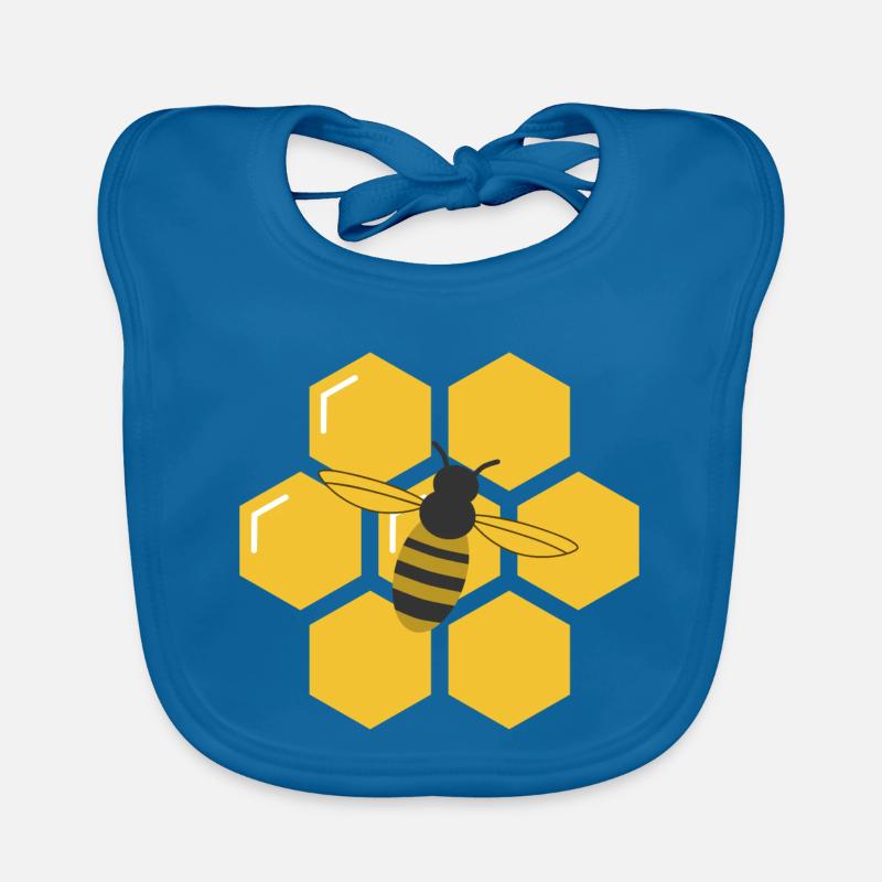 Ape e nido d'ape - Bavaglino ecologico per neonato - blu pavone
